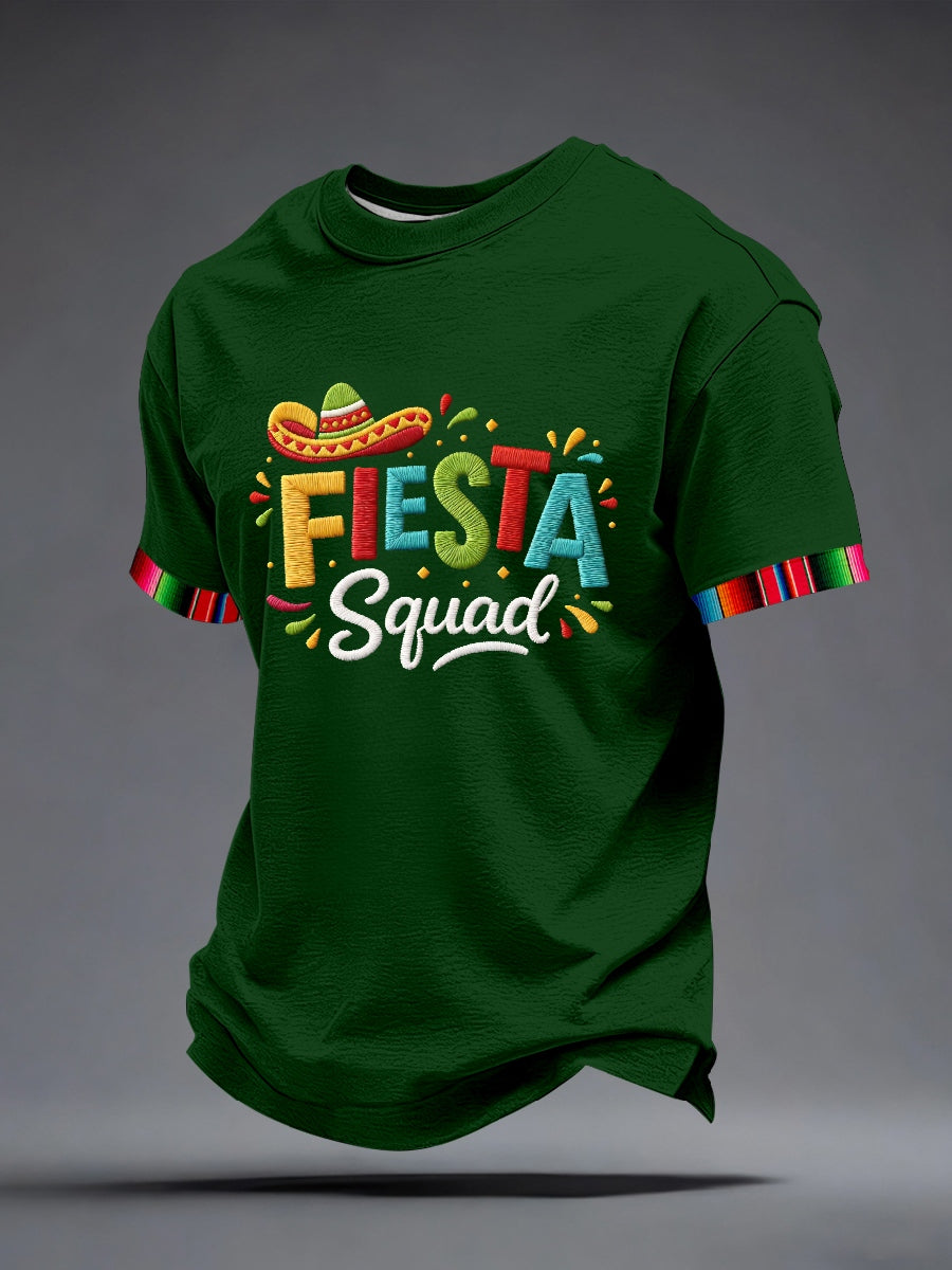 Camiseta inspirada del patrón del bordado del Cinco de Mayo de los hombres