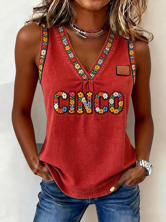 Camiseta sin mangas de mujer Vintage Marigold Cinco de Mayo