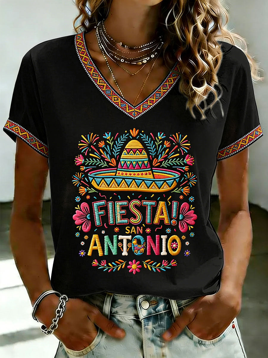 Camiseta casual estampada de Cinco de Mayo para mujer