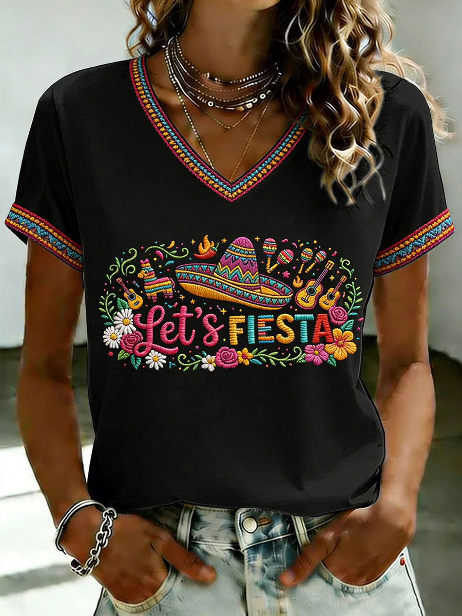 Camiseta casual estampada de Cinco de Mayo para mujer