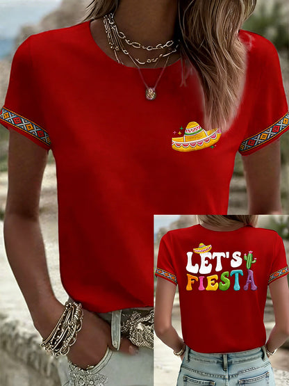Camiseta casual estampada de Cinco de Mayo para mujer
