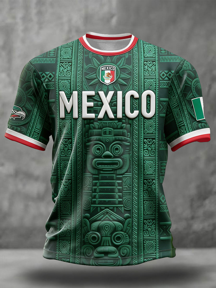 Camiseta estampada para hombres, amantes del fútbol mexicano