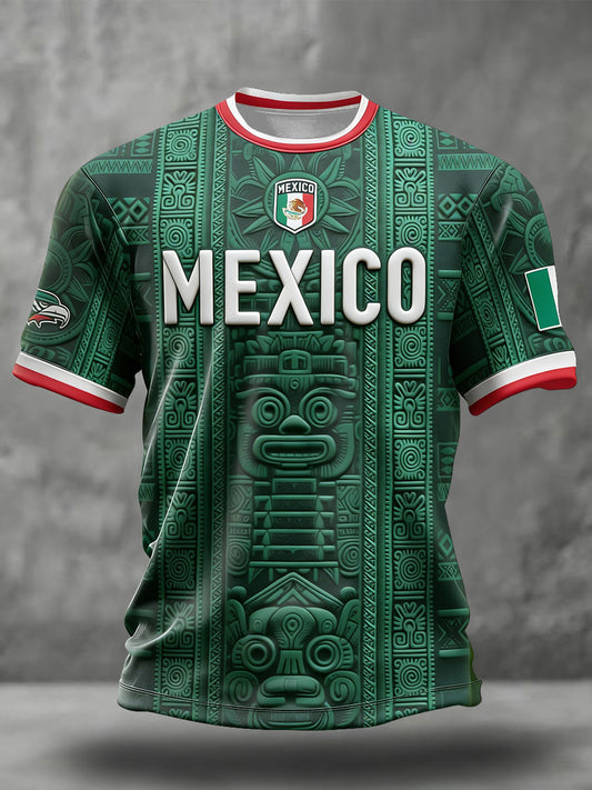 Camiseta estampada para hombres, amantes del fútbol mexicano