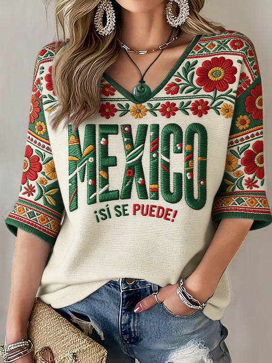 Camiseta estampada para mujeres, amantes del fútbol mexicano