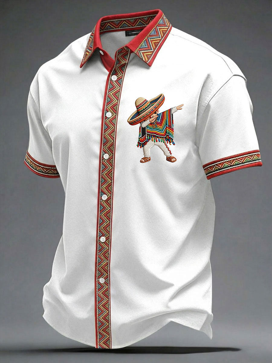 Camisa casual estampada de Cinco de Mayo para hombre