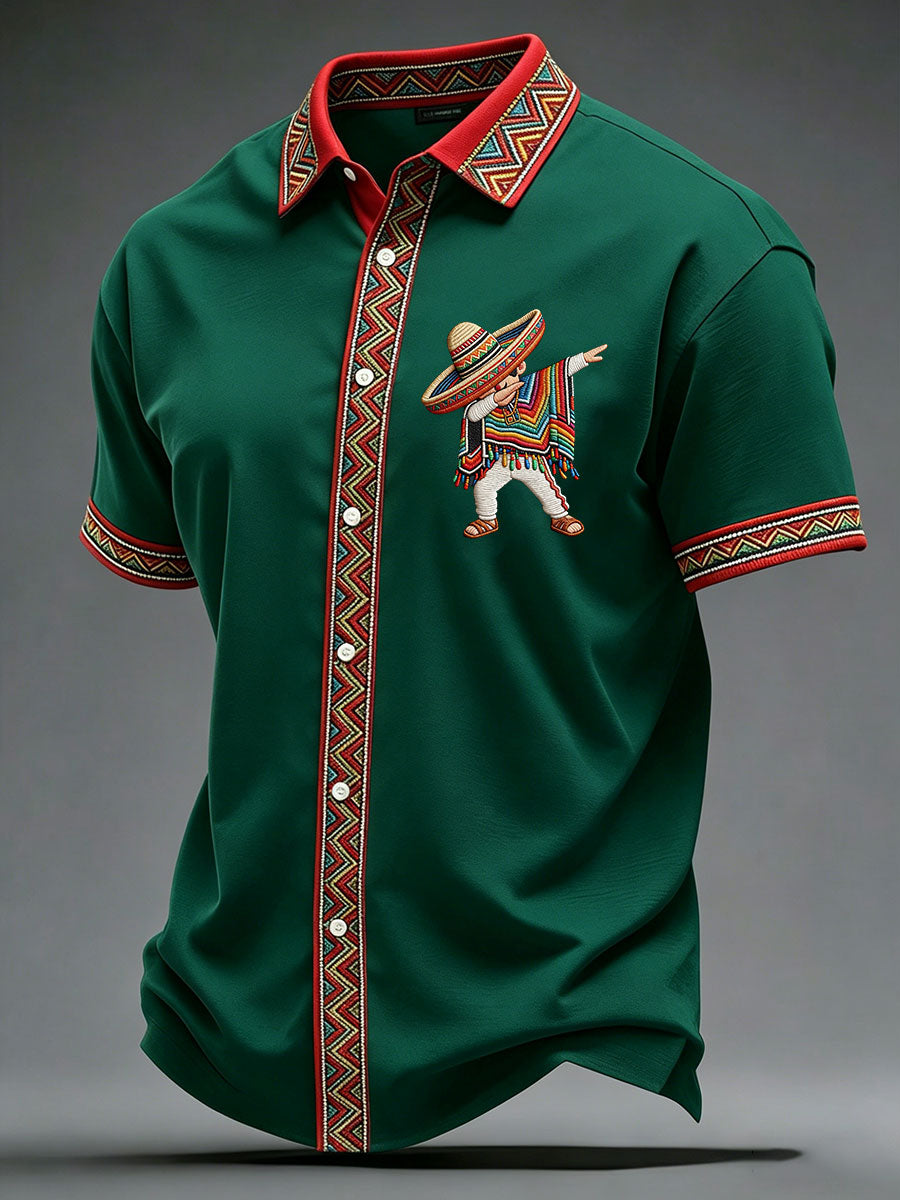 Camisa casual estampada de Cinco de Mayo para hombre
