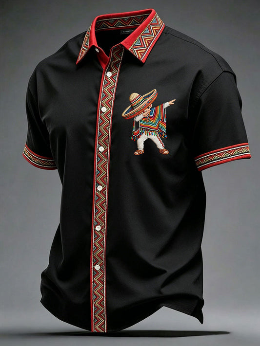 Camisa casual estampada de Cinco de Mayo para hombre