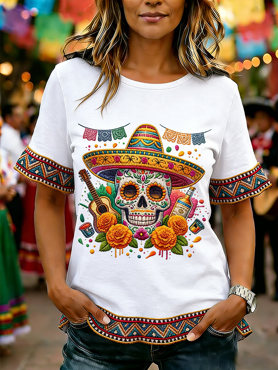 Mujer Cinco De Mayo Imprimir Casual Ruffle Sleeve Tee