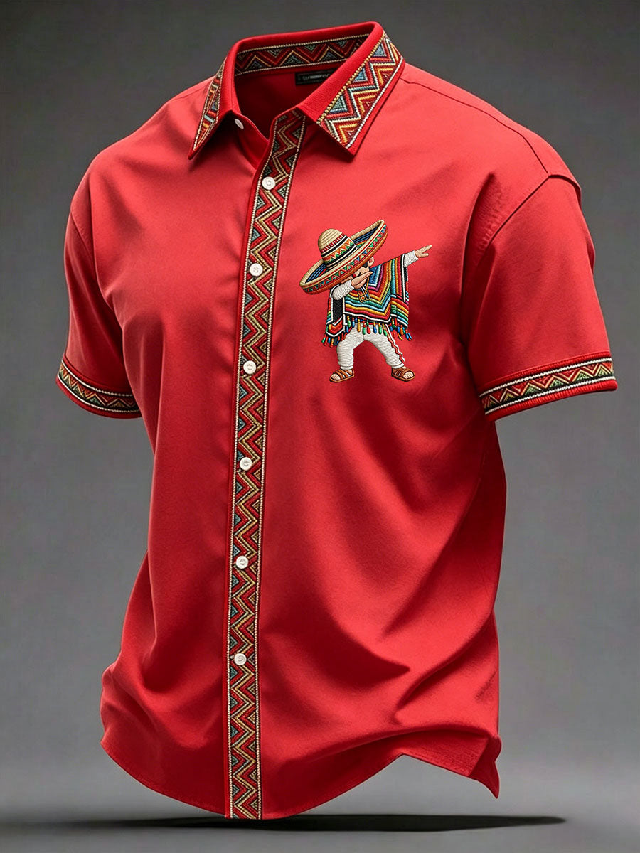 Camisa casual estampada de Cinco de Mayo para hombre