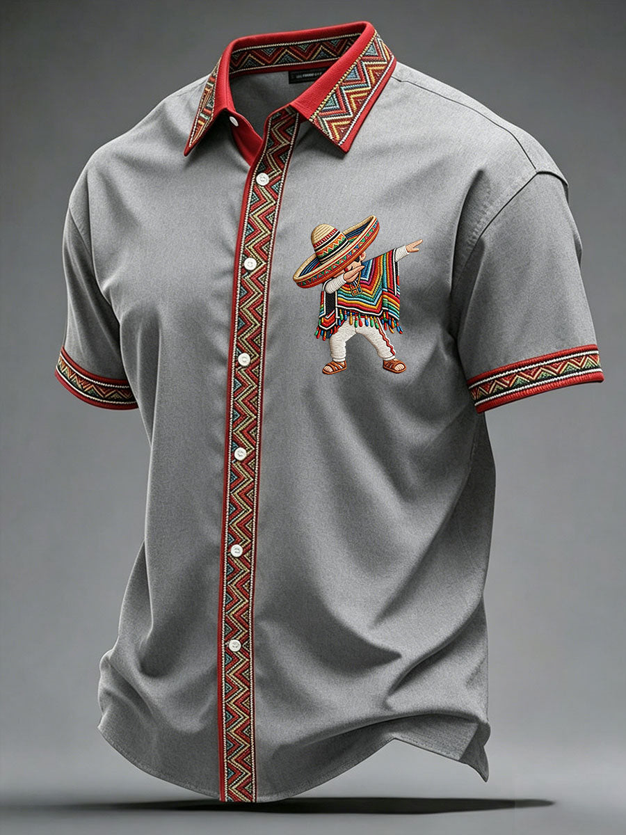 Camisa casual estampada de Cinco de Mayo para hombre