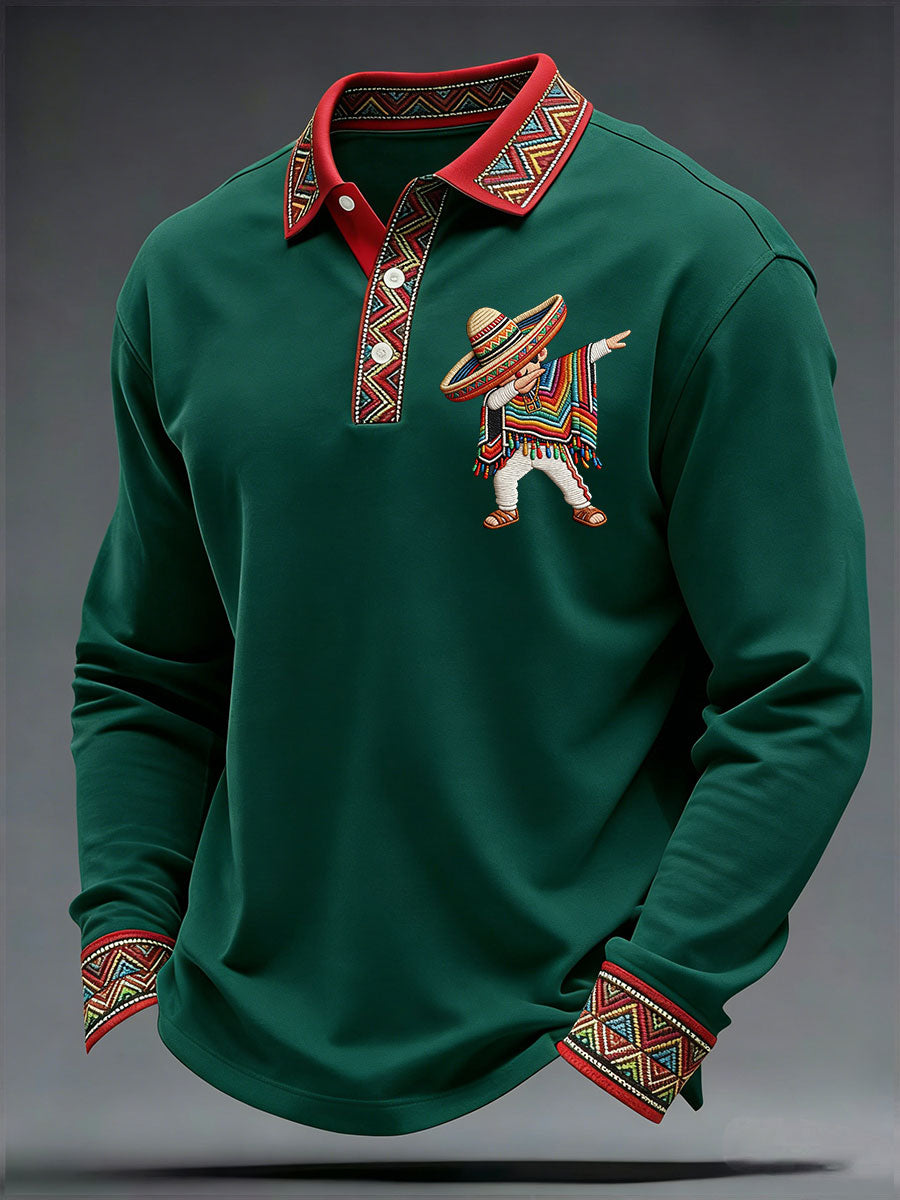 Camisa casual estampada de Cinco de Mayo para hombre