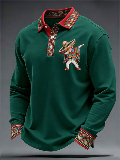 Camisa casual estampada de Cinco de Mayo para hombre