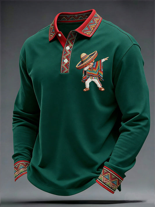 Camisa casual estampada de Cinco de Mayo para hombre