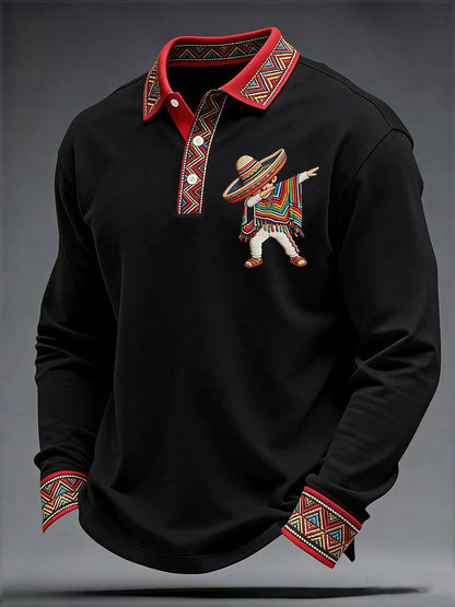 Camisa casual estampada de Cinco de Mayo para hombre