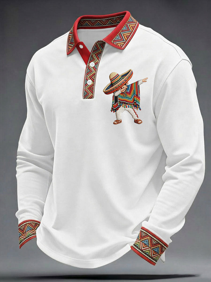 Camisa casual estampada de Cinco de Mayo para hombre