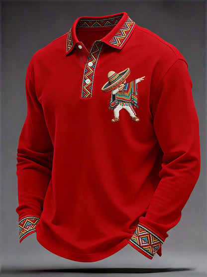 Camisa casual estampada de Cinco de Mayo para hombre