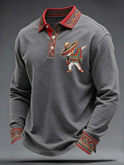 Camisa casual estampada de Cinco de Mayo para hombre