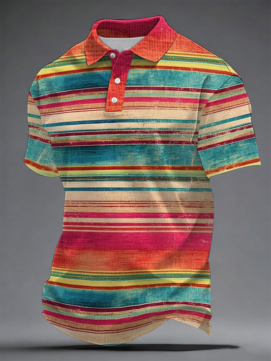 Top Casual con Estampado Artístico de Rayas para Hombre