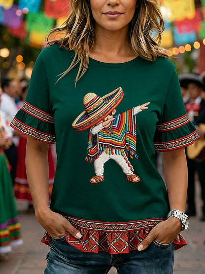 Camiseta casual estampada de Cinco de Mayo para mujer