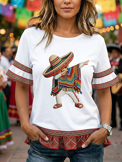 Camiseta casual estampada de Cinco de Mayo para mujer