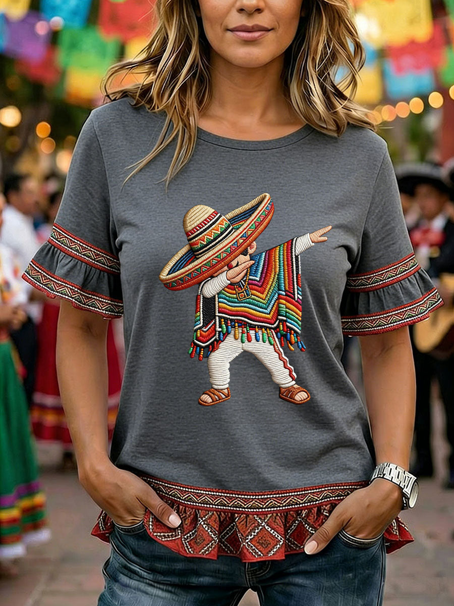 Camiseta casual estampada de Cinco de Mayo para mujer