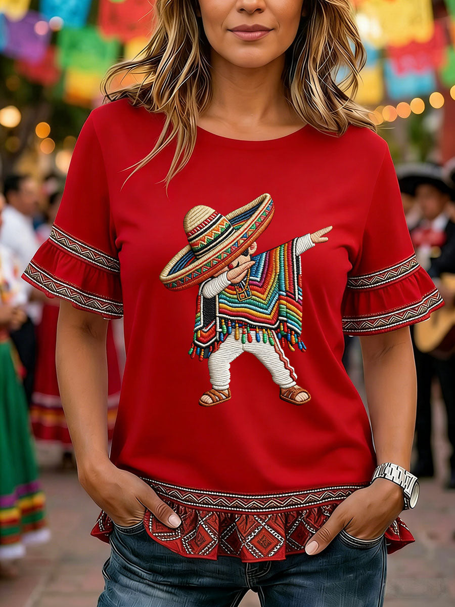 Camiseta casual estampada de Cinco de Mayo para mujer