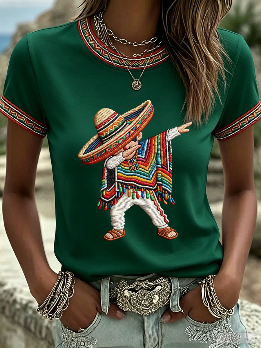 Camiseta casual estampada Cinco de Mayo para mujer