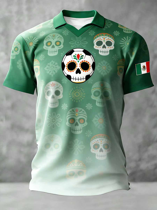 Polo casual para hombre con estampado conmemorativo del Mundial de México