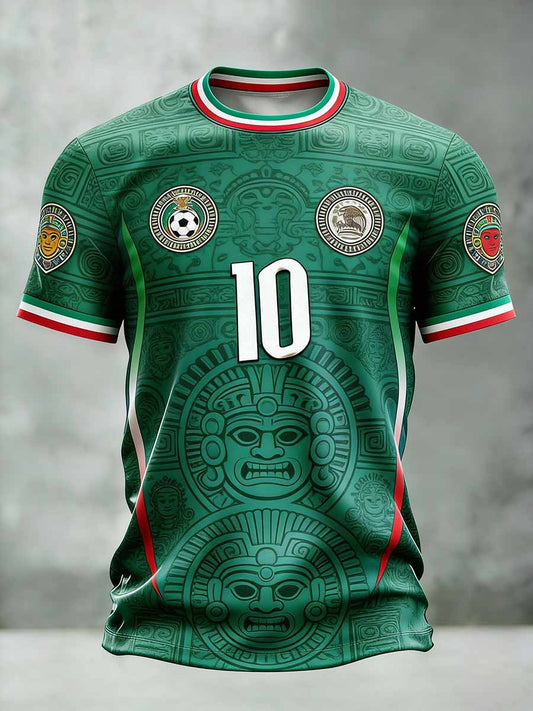 Camiseta casual con estampado gráfico conmemorativo de la Copa Mundial de México para hombre