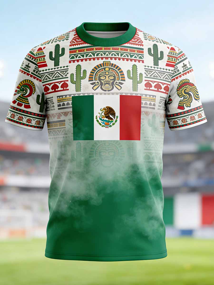 Camiseta casual para hombre con estampado gráfico conmemorativo del Mundial de México