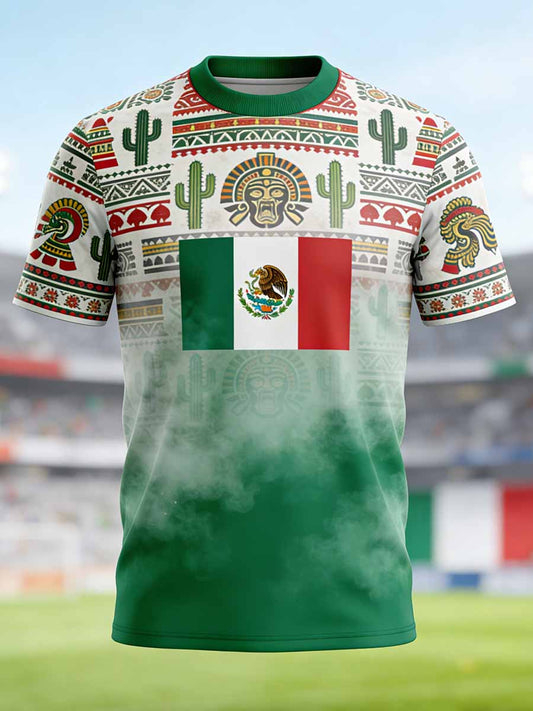 Camiseta casual para hombre con estampado gráfico conmemorativo del Mundial de México