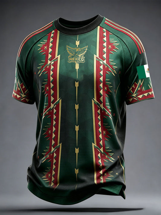 Camiseta estampada con diseño artístico para amantes del fútbol mexicano