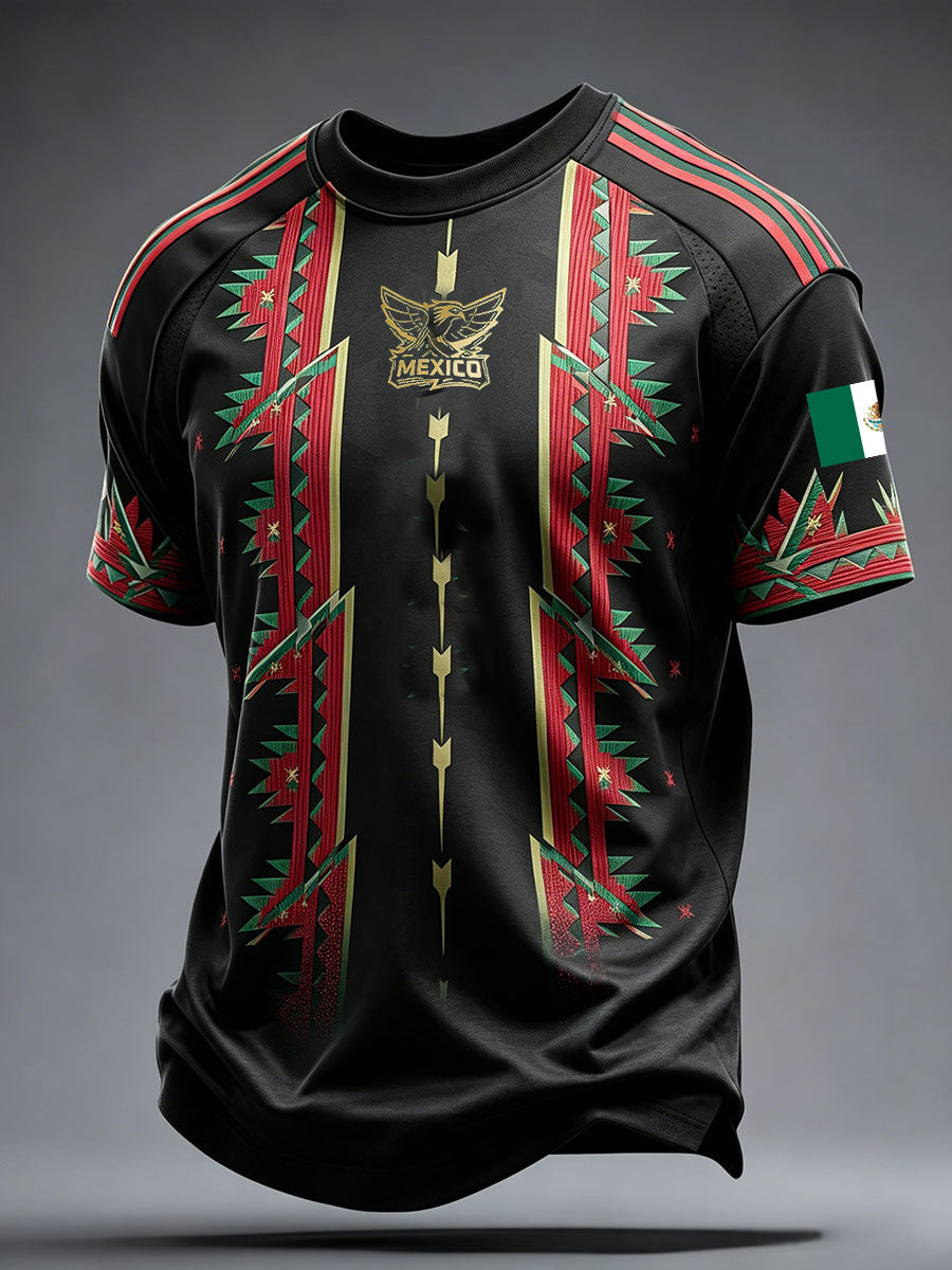 Camiseta estampada con diseño artístico para amantes del fútbol mexicano