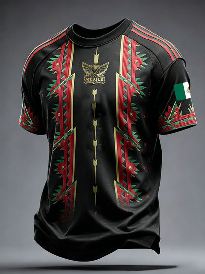 Camiseta estampada con diseño artístico para amantes del fútbol mexicano