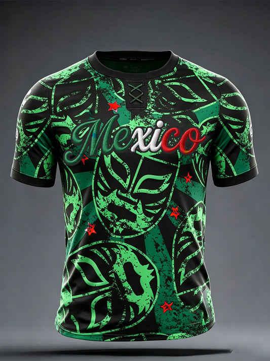 Camiseta impresa del arte del amante del fútbol de México de los hombres
