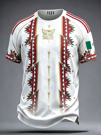 Camiseta estampada con diseño artístico para amantes del fútbol mexicano