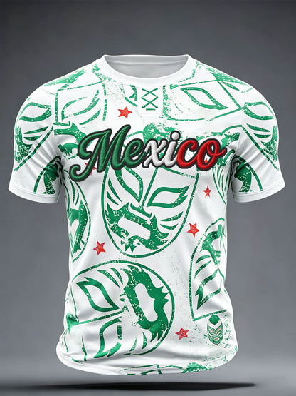 Camiseta impresa del arte del amante del fútbol de México de los hombres