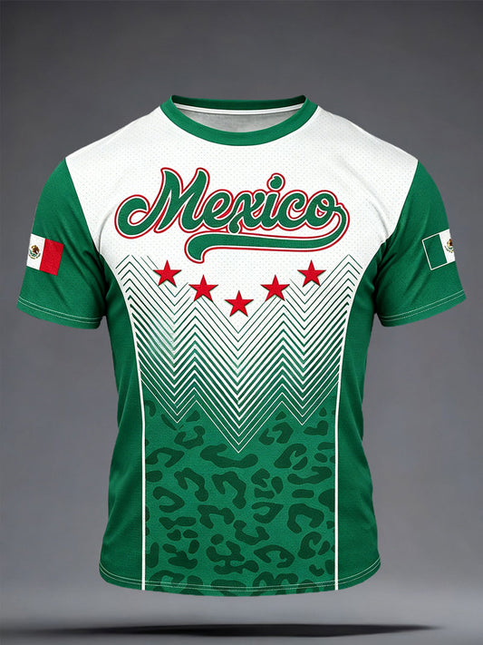 Camiseta estampada con diseño artístico para amantes del fútbol mexicano