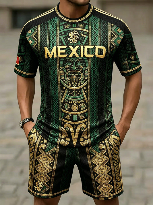 Conjuntos estampados con arte para amantes del fútbol mexicano para hombre