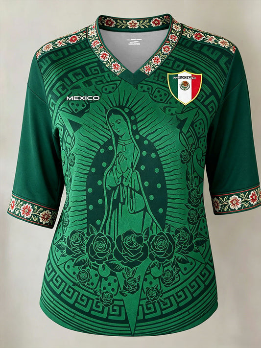 Camiseta estampada para mujeres, amantes del fútbol mexicano