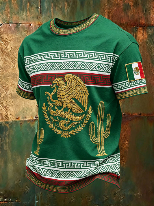 Camiseta masculina con estampado artístico conmemorativo del fútbol mexicano