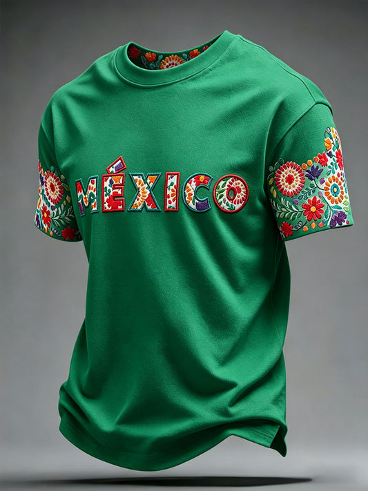 Camiseta estampada con diseño artístico para amantes del fútbol mexicano