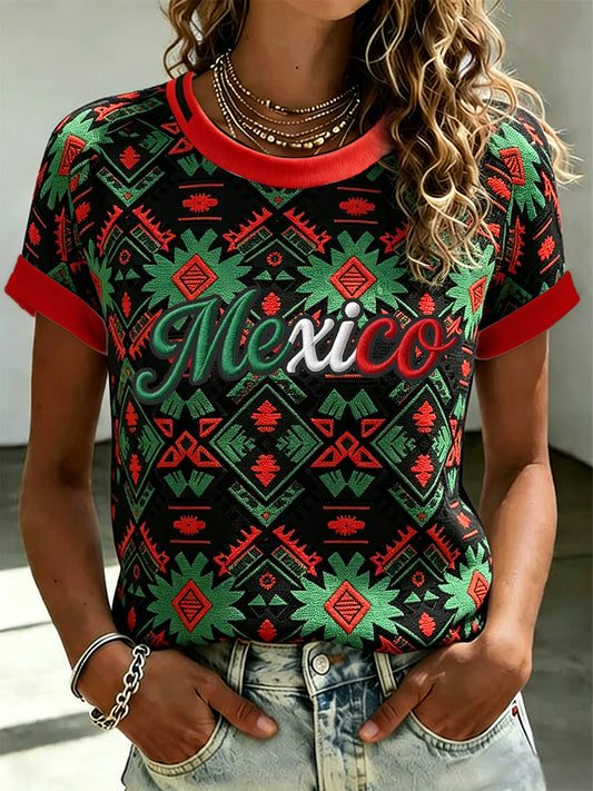 Camiseta estampada México Football Lover Art para mujer