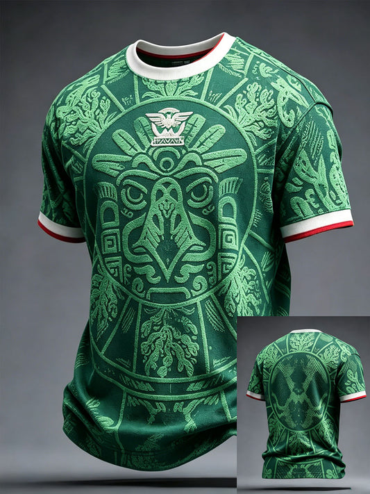 Camiseta estampada con diseño artístico para amantes del fútbol mexicano