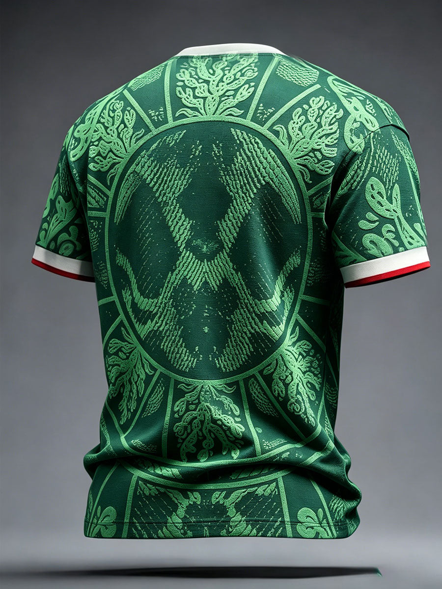 Camiseta estampada con diseño artístico para amantes del fútbol mexicano