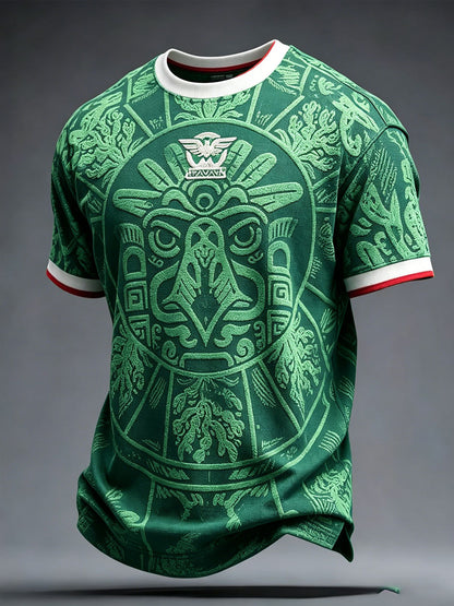 Camiseta estampada con diseño artístico para amantes del fútbol mexicano