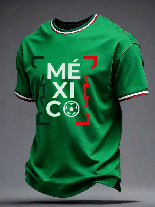 Camiseta estampada con diseño deportivo de México para hombre