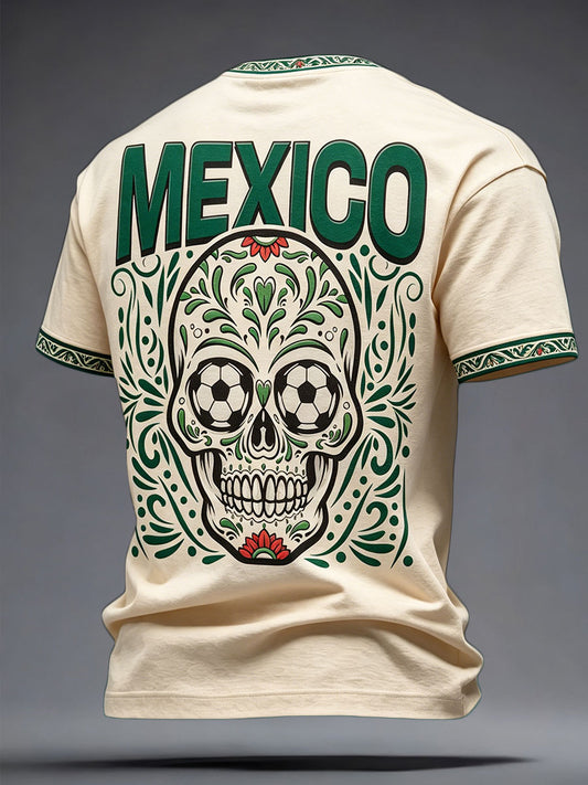 Camiseta estampada con diseño deportivo de México para hombre