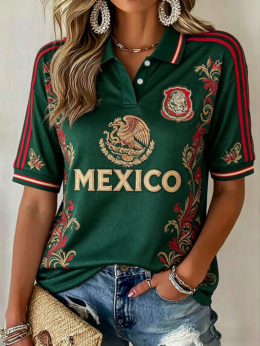 Tops casuales estampados de mujer México Football Lover