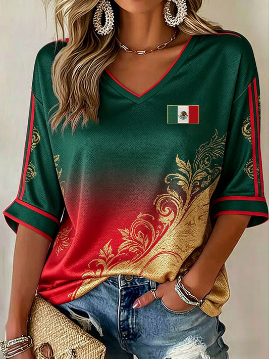 Camiseta estampada para mujeres, amantes del fútbol mexicano